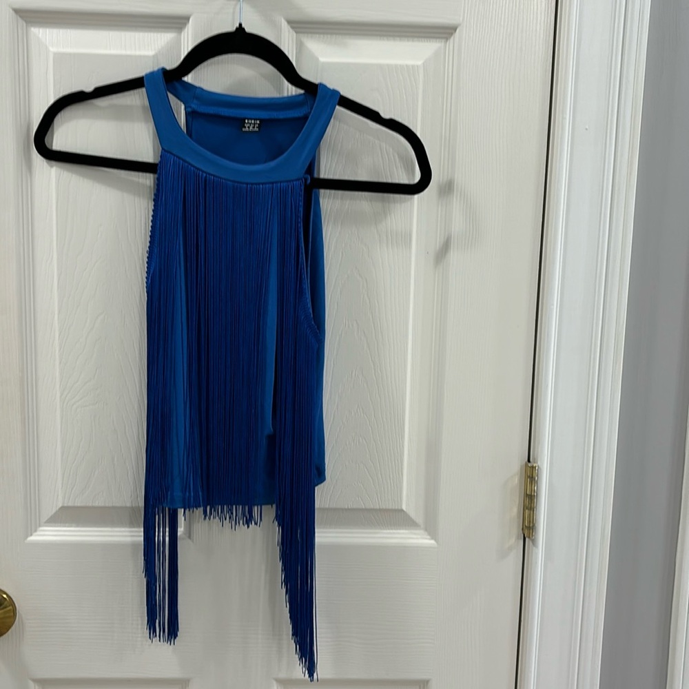 SHEIN Blue Fringe Crop Top